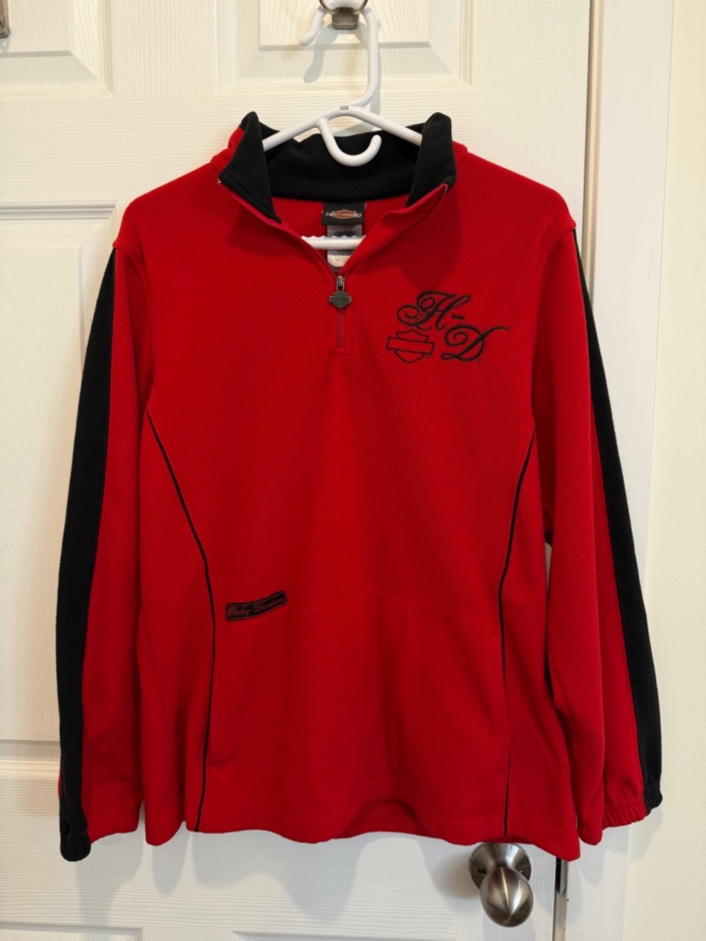 Harley-Davidson Red and Black Half-Zip Fleece Pullover